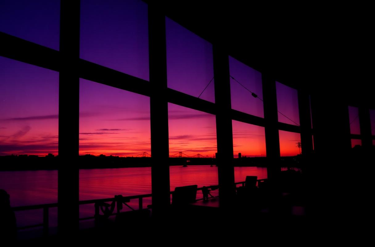 Evening light through lounge windows